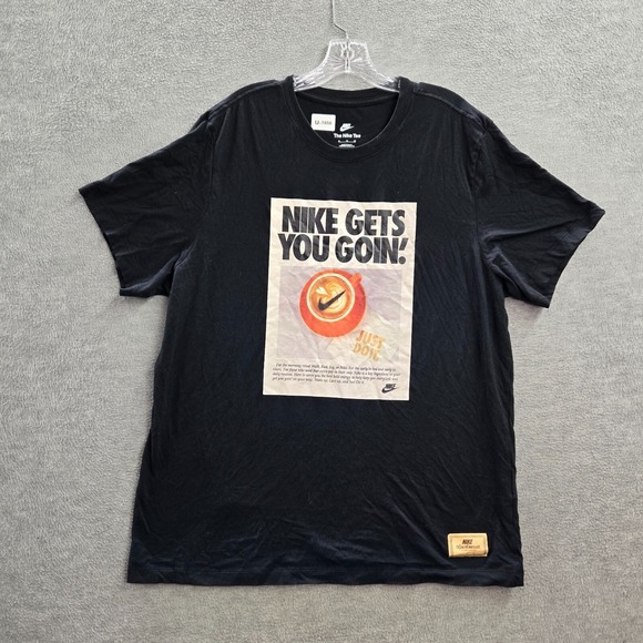 Nike Men Shirt XL Black Gets You Goin Sportswear Sweeten Your Sole Swoosh Logo - Picture 1 of 11